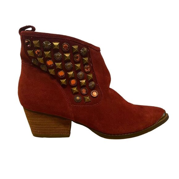 Chinese Laundry I Spy Syrah Studded Suede Ankle Pull on Booties Size 7.5 - Picture 1 of 7
